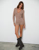 Imagen de Kaipo Tie Back Playsuit in Brown Ivory Stripe