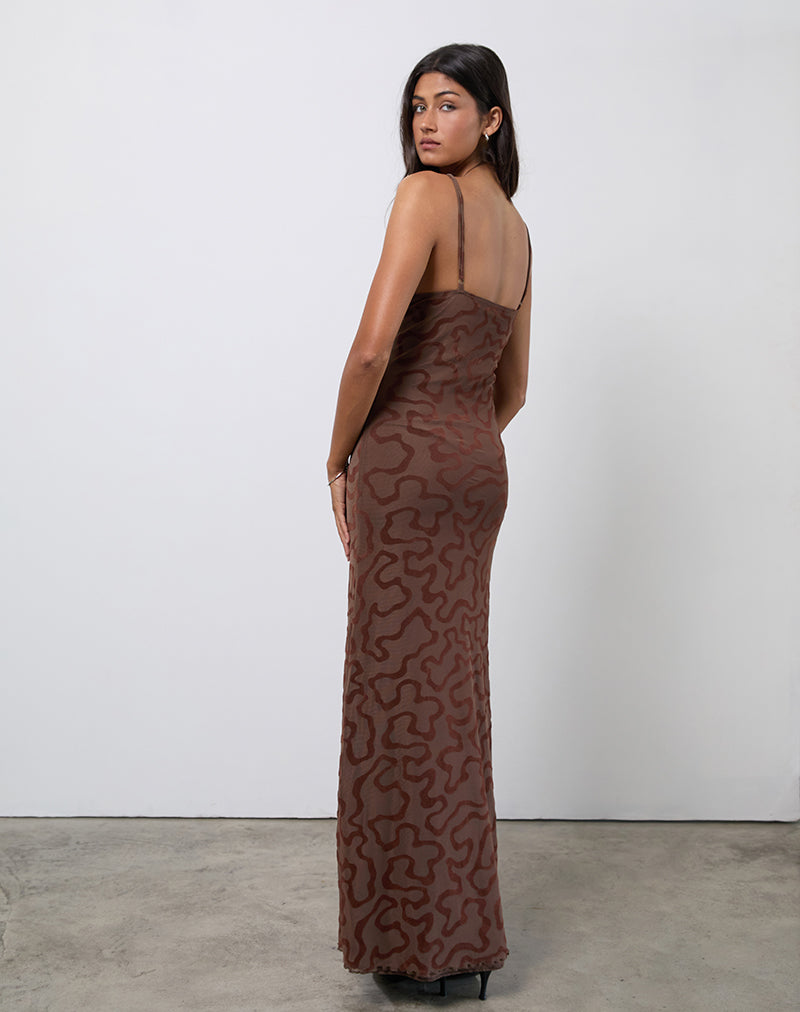 Imagen de Kalana Maxi Dress in Brown Swirl Flock