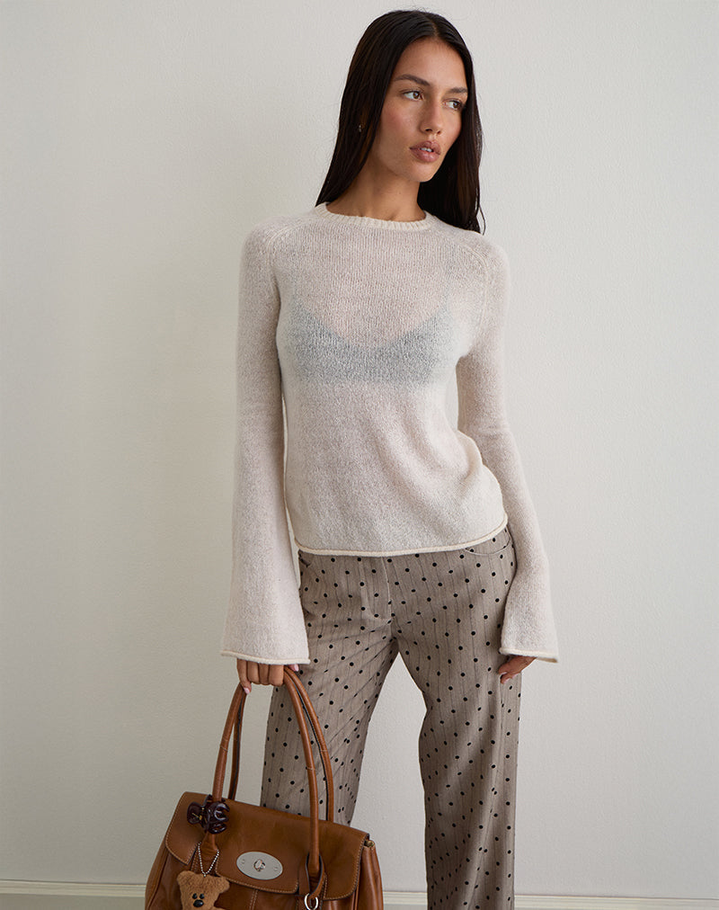 Imagen de Kaleo Roll Edge Jumper in Knit Ecru