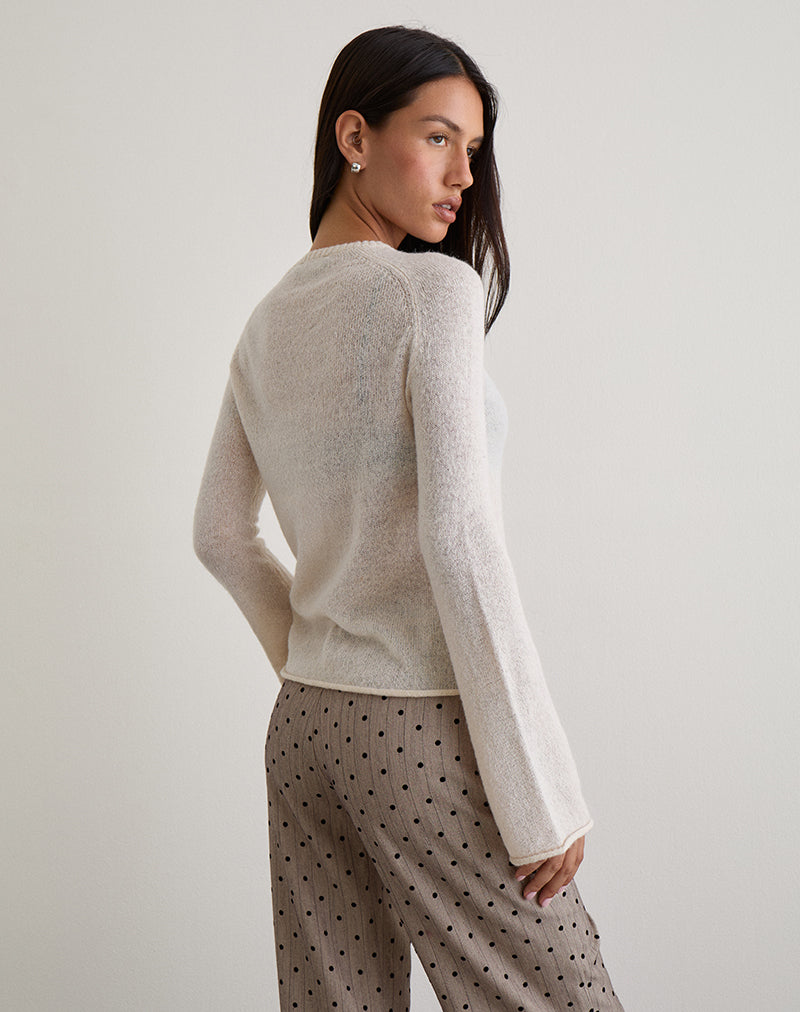 Imagen de Kaleo Roll Edge Jumper in Knit Ecru