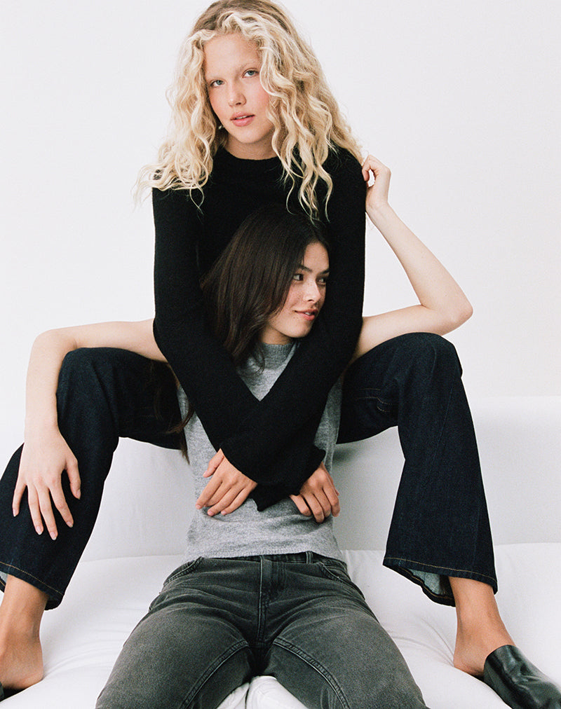 Jersey de cuello vuelto Kaleo Roll Edge en punto negro