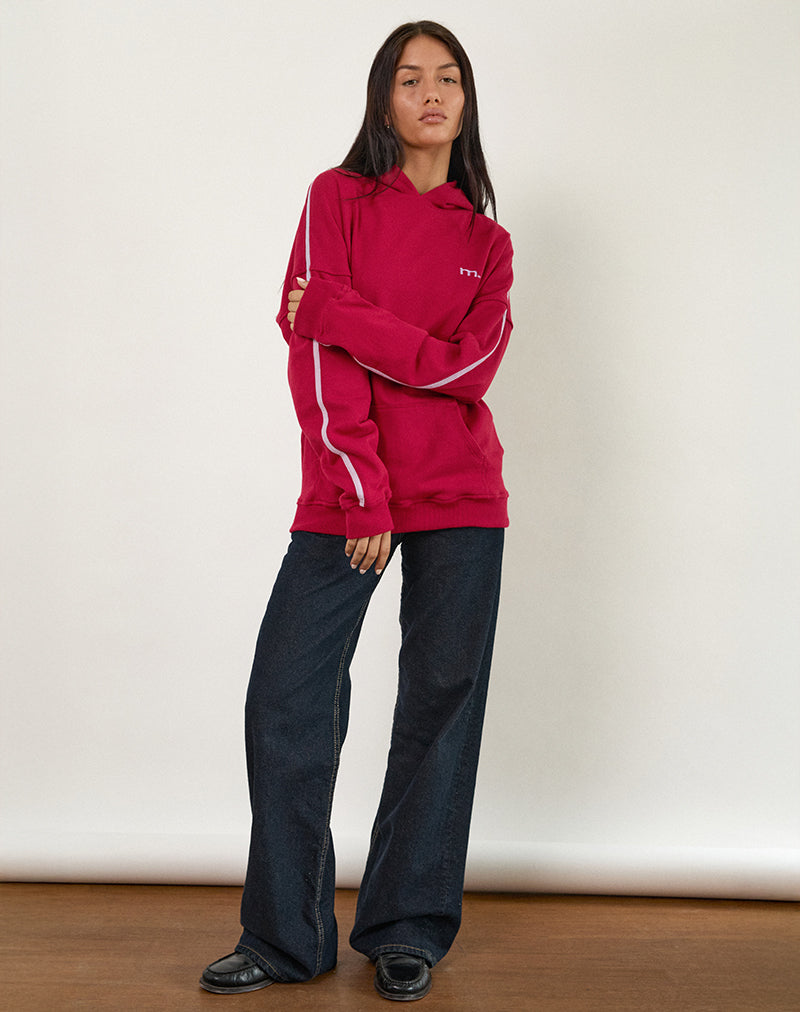 Sudadera con capucha Kamari en rojo adrenalina con bordado Violeta M
