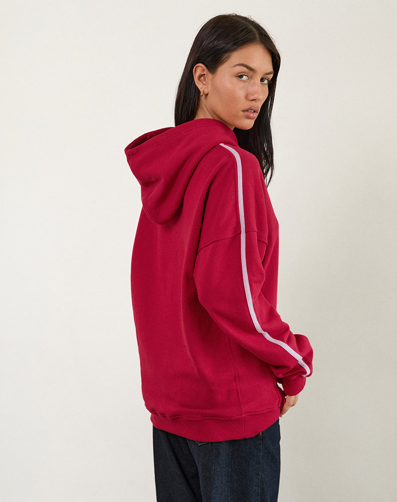 Imagen de Kamari Sudadera con capucha en rojo adrenalina con bordado Violeta M