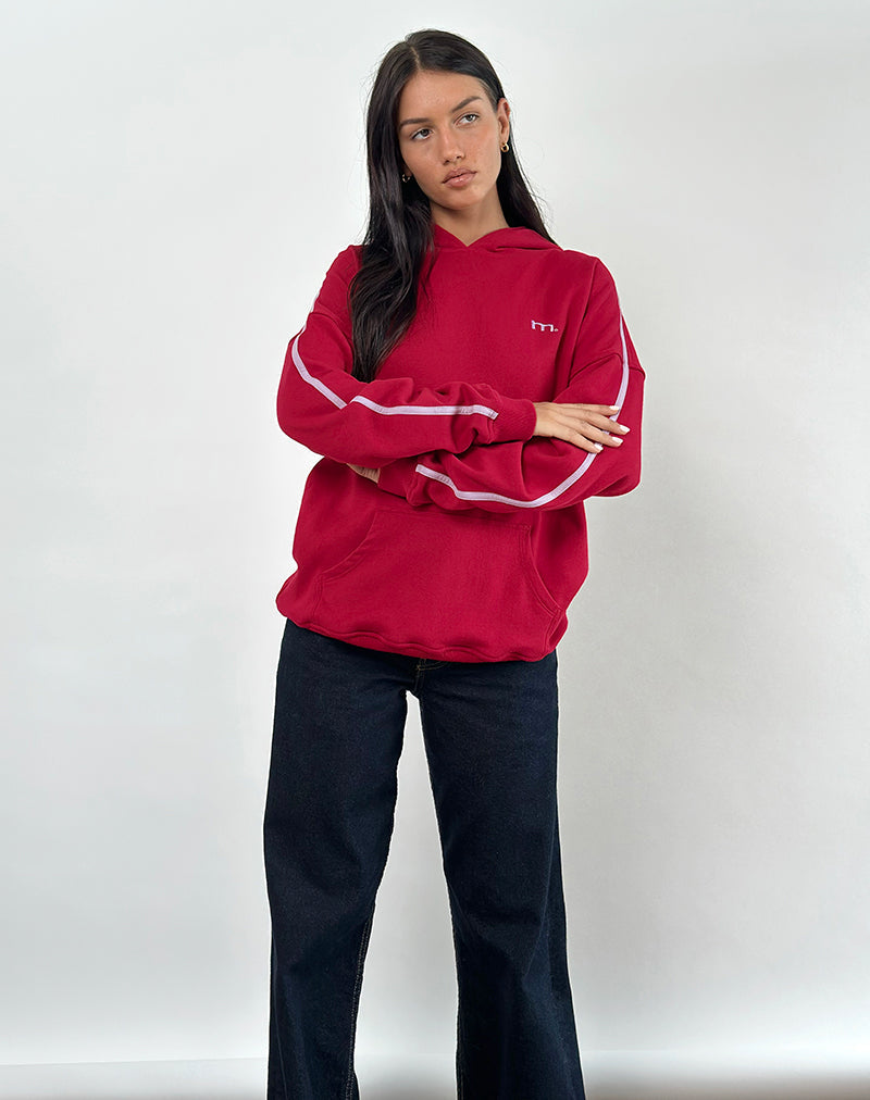 Imagen de Kamari Sudadera con capucha en rojo adrenalina con bordado Violeta M