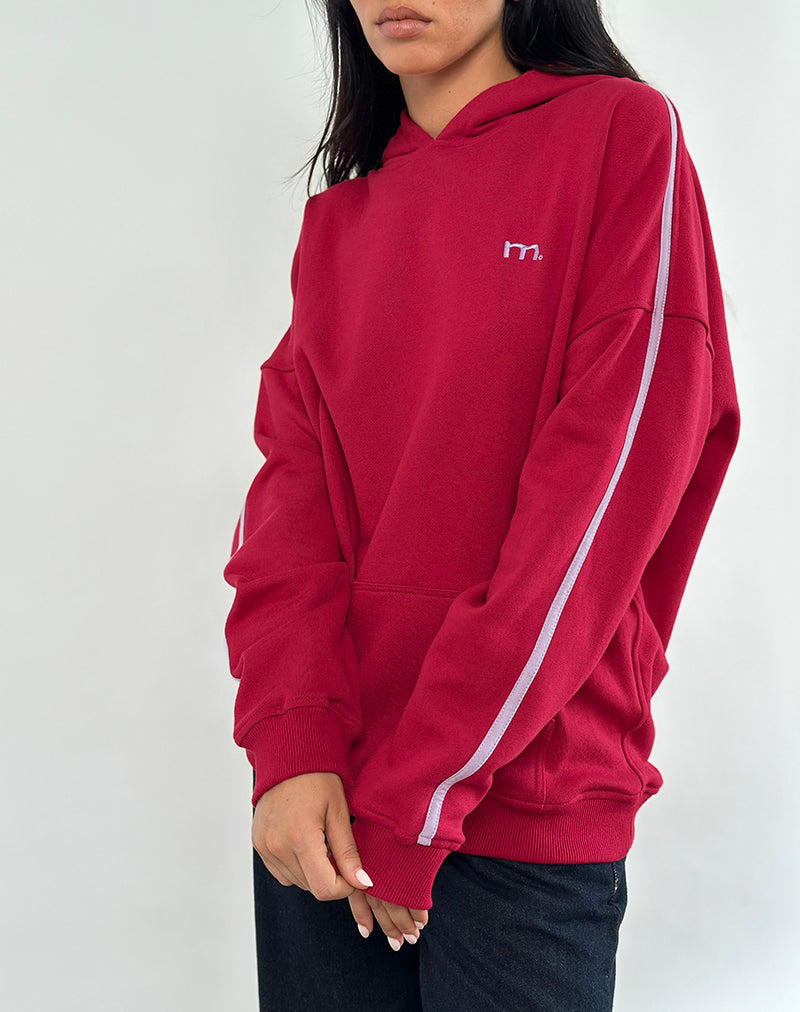 Imagen de Kamari Sudadera con capucha en rojo adrenalina con bordado Violeta M