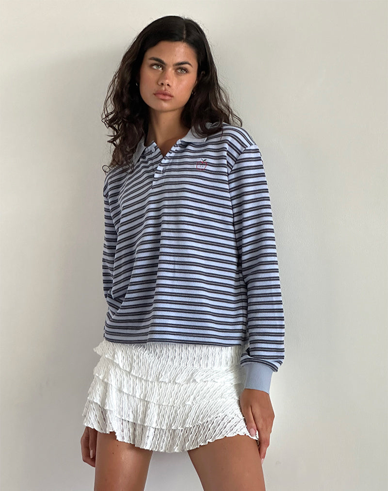 Camisa de manga larga Kamilla Baggy de rayas azules y grises