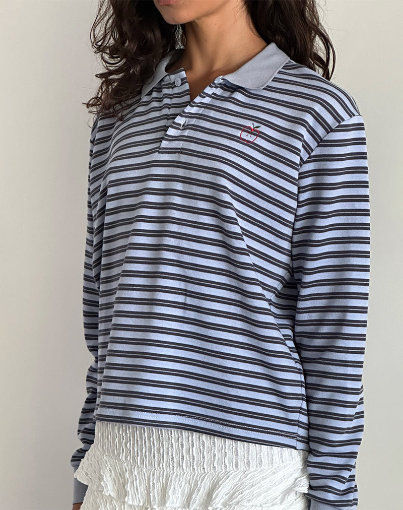Imagen de Kamilla Camisa holgada de manga larga a rayas azul y gris