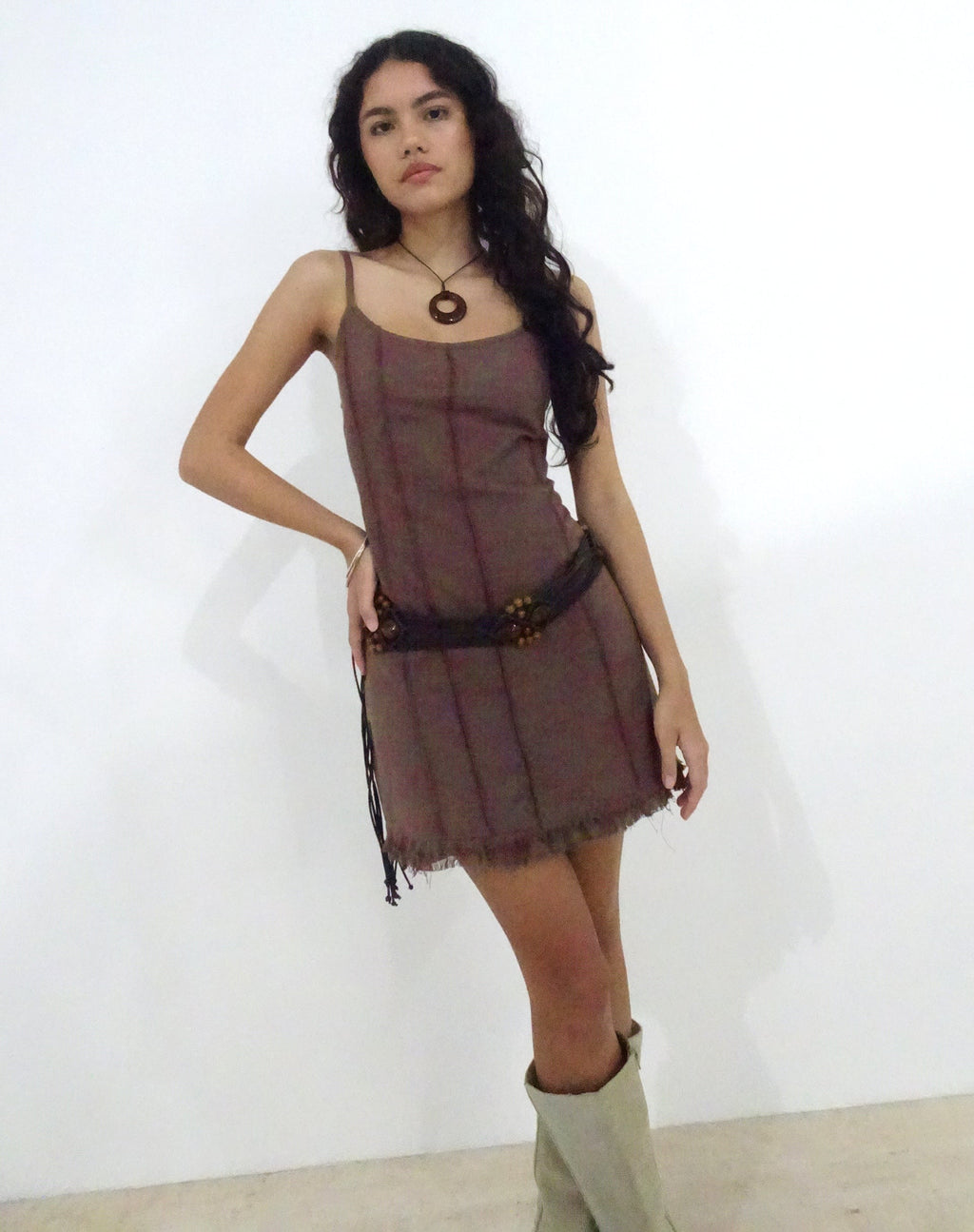 Mini Vestido Kaneisa Pintuck en Topo Profundo