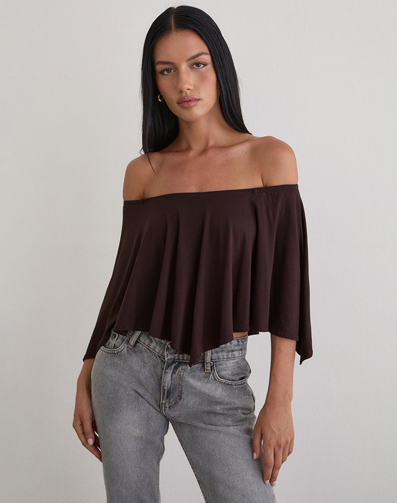 Imagen de Kanela Slouch Poncho en Jersey Chocolate amargo