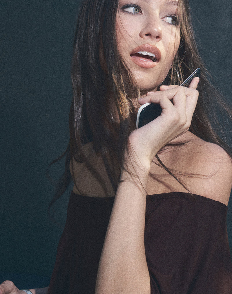 Imagen de Kanela Slouch Poncho en Jersey Chocolate amargo