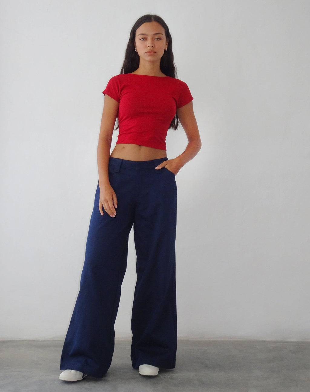 Pantalón de pata ancha Kaomy en azul marino