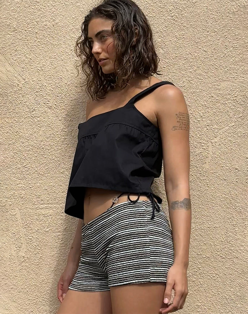 Pantalón corto Eunia de rayas negras y marrones