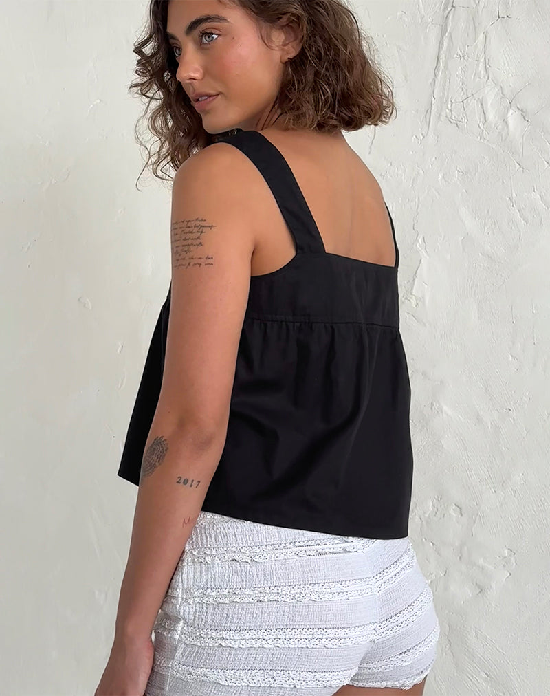 Imagen de Karana Peplum Top de popelina Negro