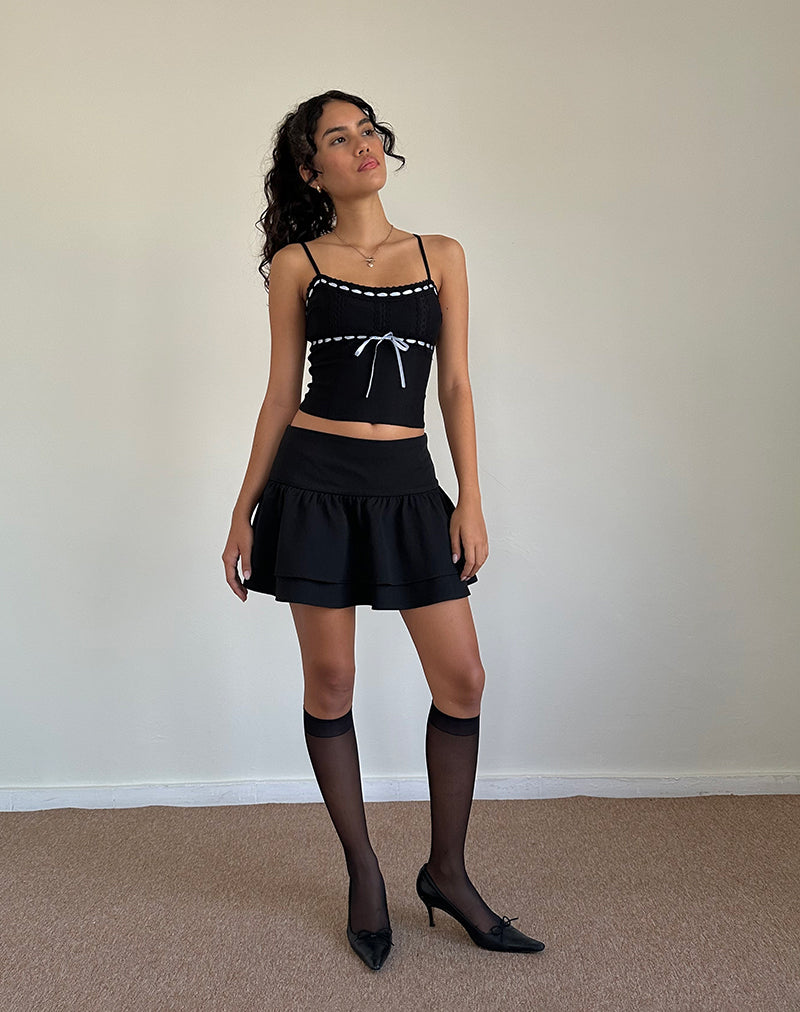 Karda Cami Top Negro con Cinta en Contraste