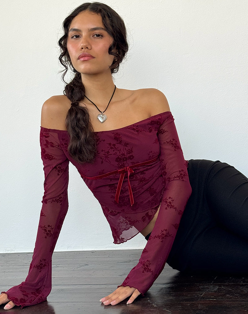 Top Kareena en Botanical Flower Granate