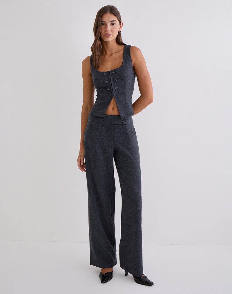 Image of Arisyo Wide Leg Trouser in Tailoring Grey Blue