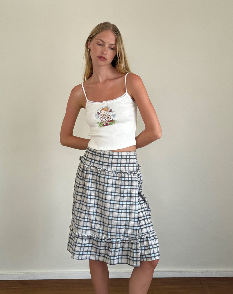 Imagen de la falda Kasya Midi en tartán azul pastel