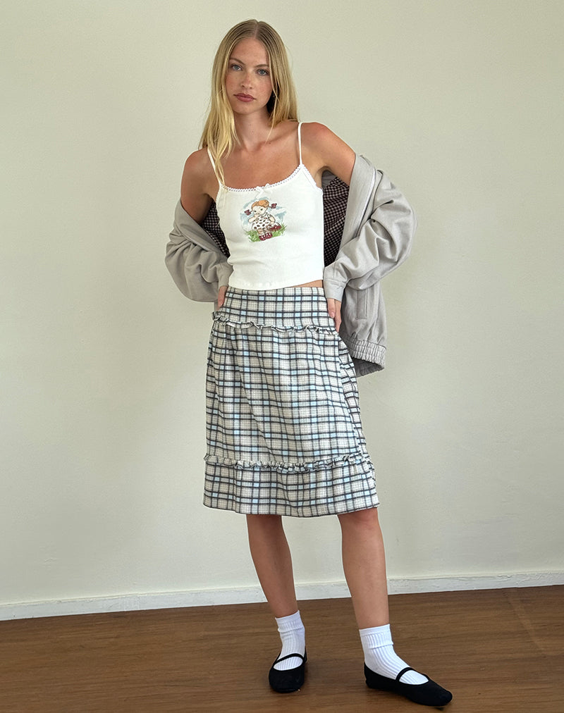 Imagen de la falda Kasya Midi en tartán azul pastel