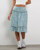 Imagen de Kasya Frill Hem Midi Wrap Skirt en Flower Power Azul
