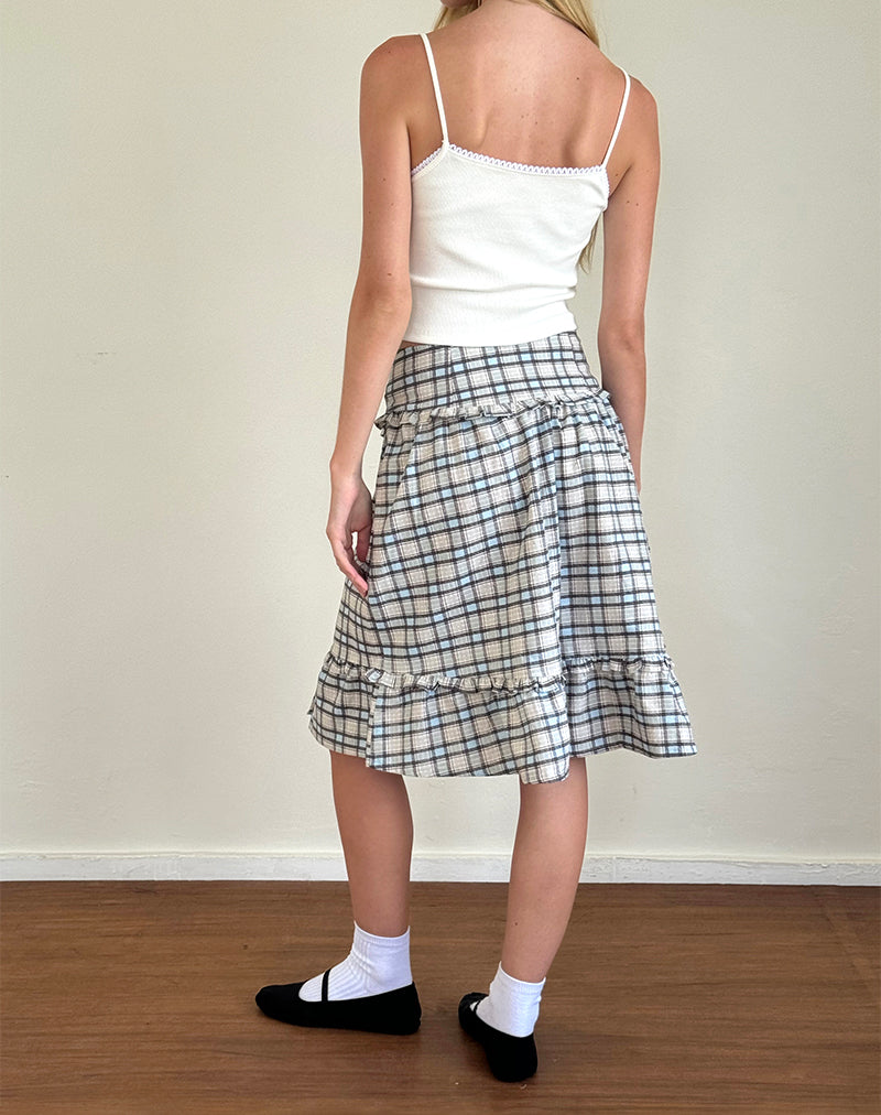 Imagen de la falda Kasya Midi en tartán azul pastel