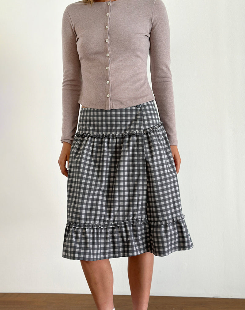 Imagen de Kasya Midi Skirt in Tonal Gingham Black and Grey