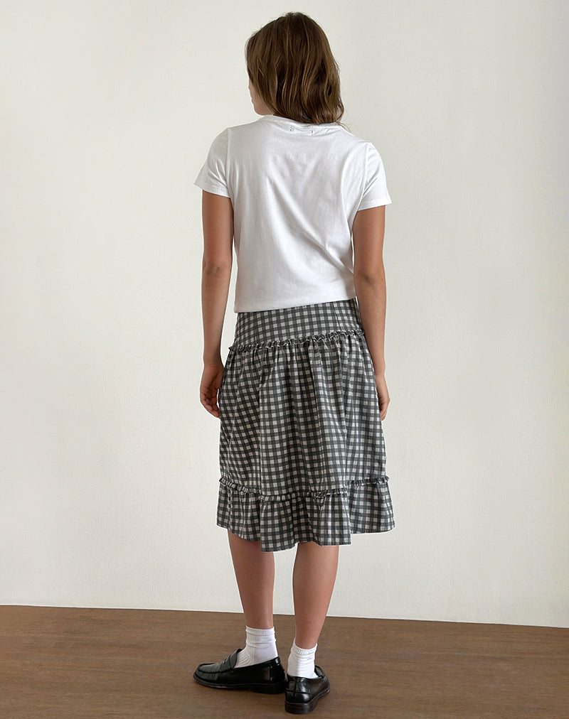 Imagen de Kasya Midi Skirt in Tonal Gingham Black and Grey