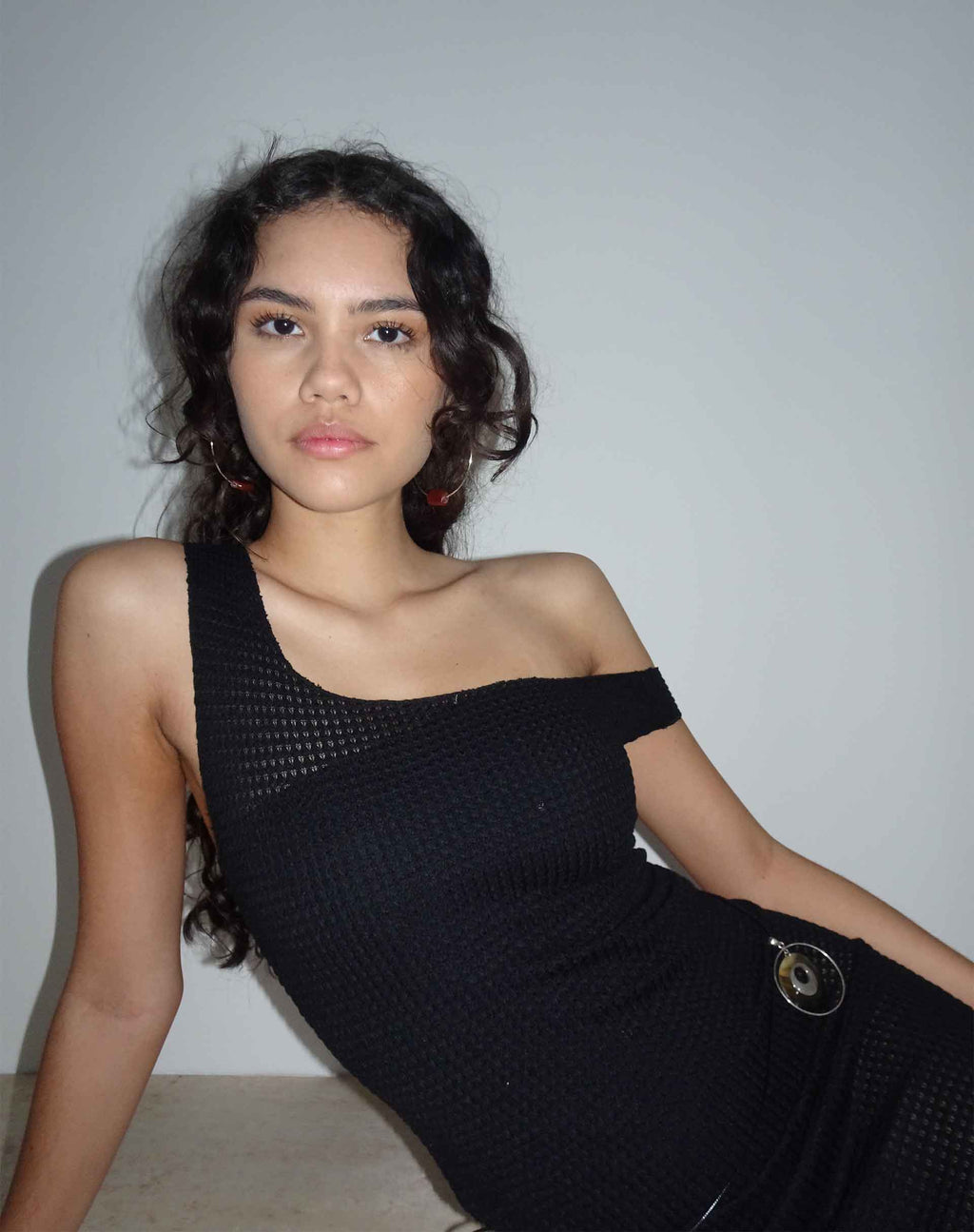 Maxivestido Katja de ganchillo texturizado negro
