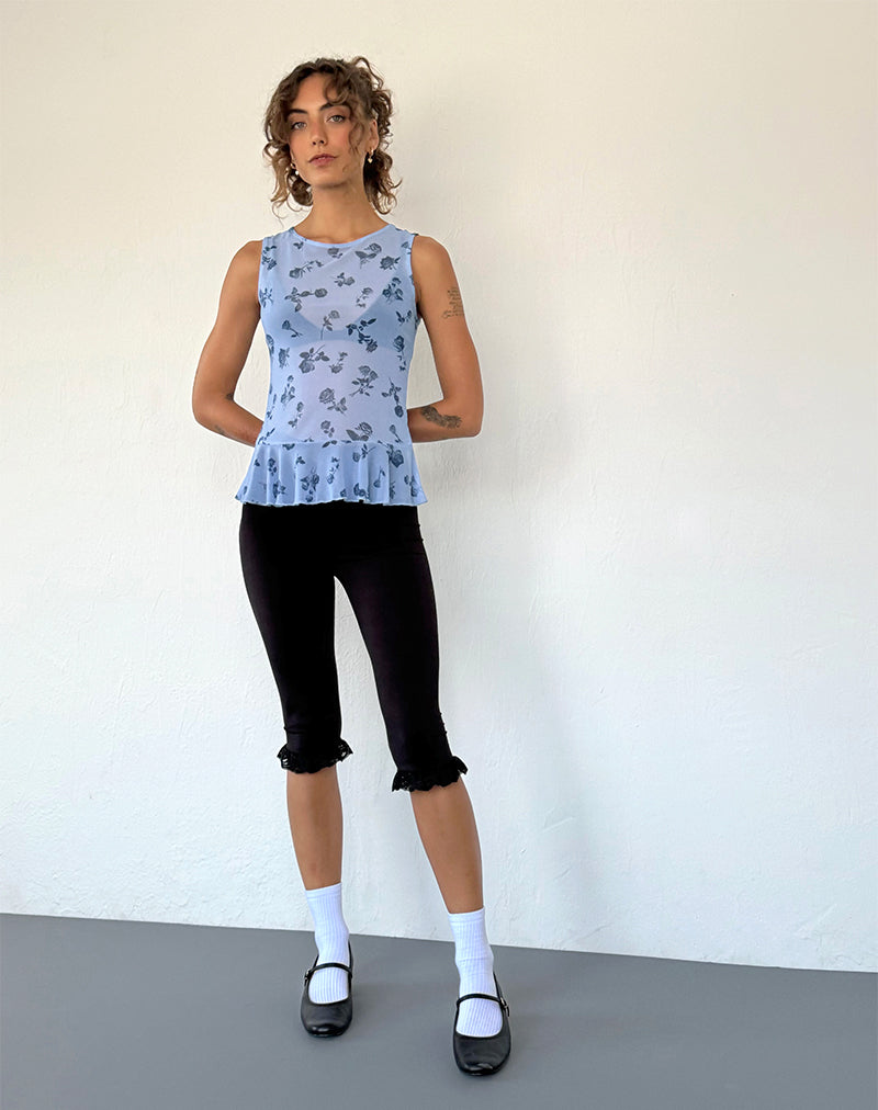 imagen de Katnis Top en malla floral azul tinta