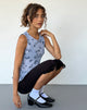 imagen de Katnis Top en malla floral azul tinta