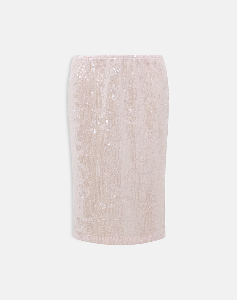 Imagen de Kavivi Falda midi de lentejuelas rosa bebé
