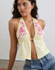 Imagen de Kayria Tie Top en Limón con Bordado Floral Rosa