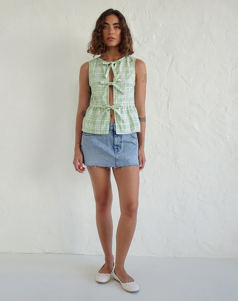 Imagen de Kayvata Tie Front Top in Table Cloth Neo Mint