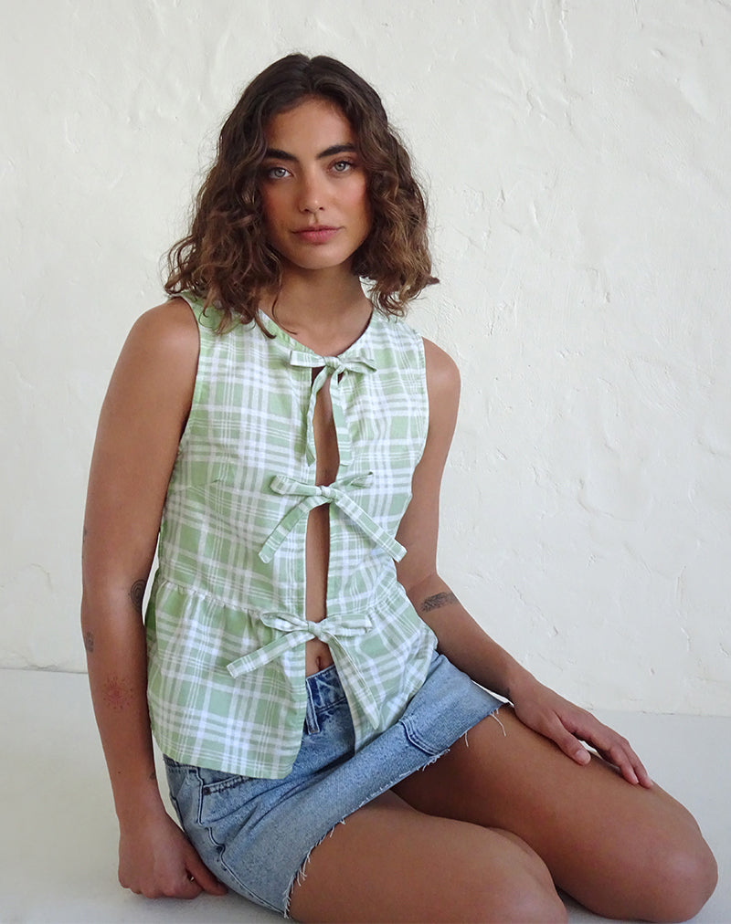 Kayvata Tie Front Top en Mantel Neo Menta