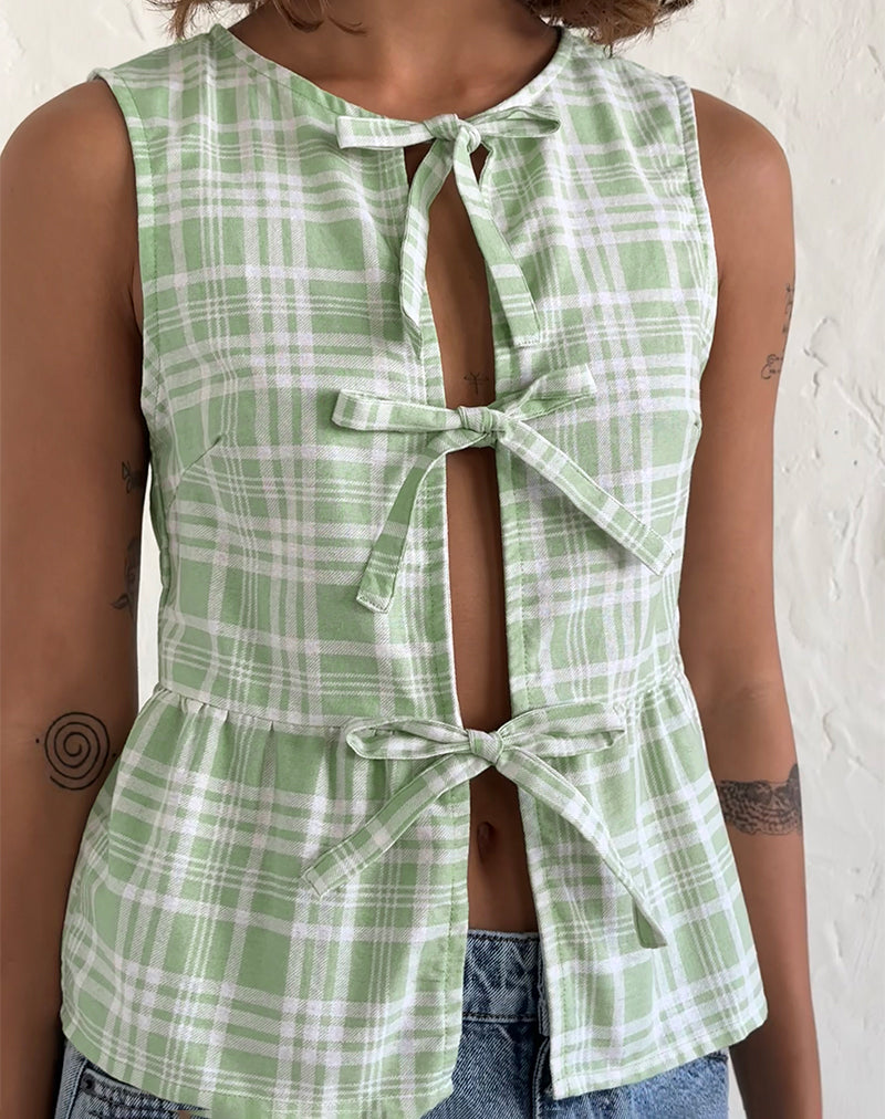 Kayvata Tie Front Top en Mantel Neo Menta