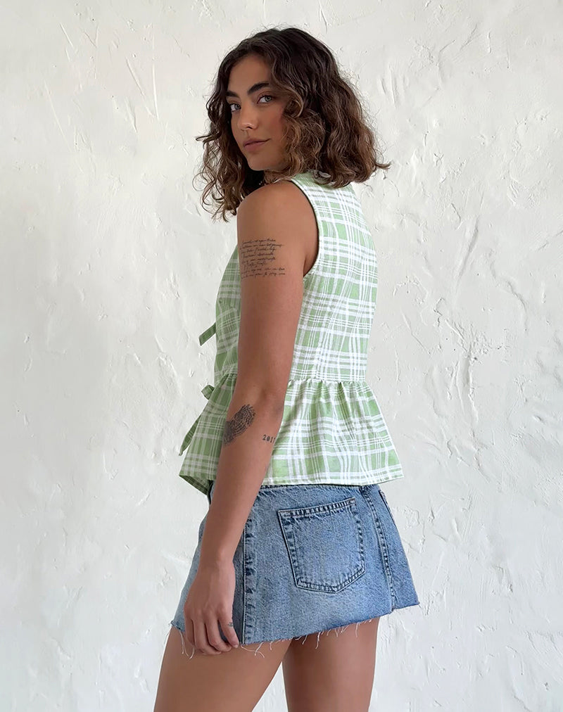 Imagen de Kayvata Tie Front Top in Table Cloth Neo Mint