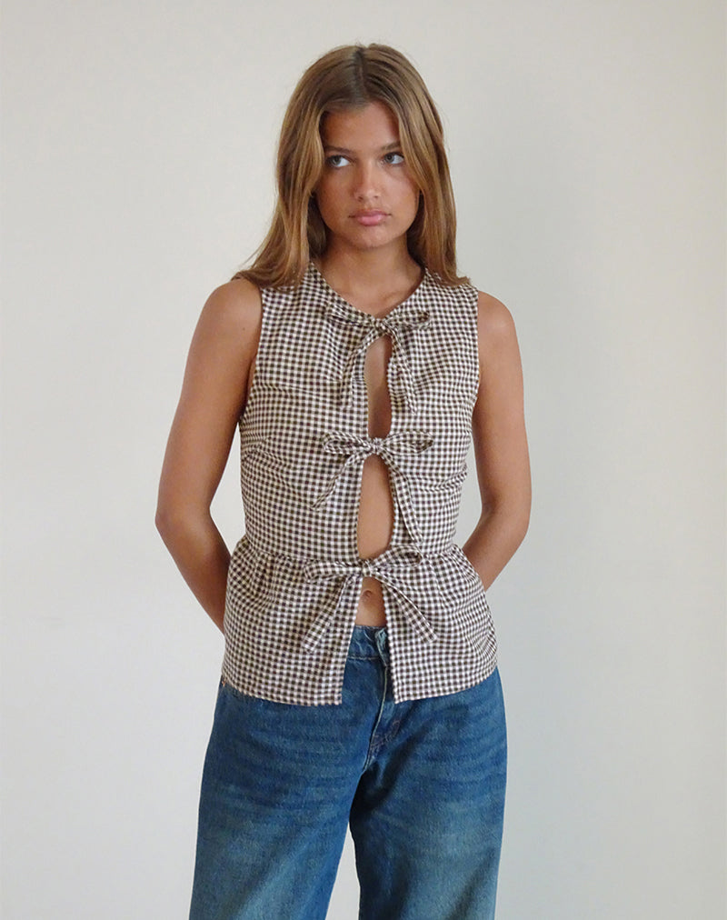 Imagen de Kayvata Top en Mini Gingham Marrón