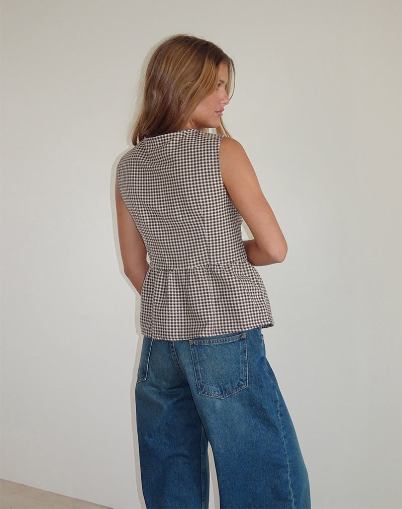 Imagen de Kayvata Top en Mini Gingham Marrón