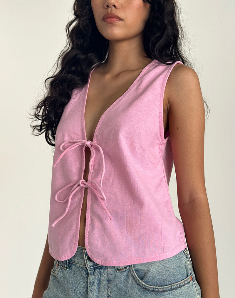 Kayve Tie Front Top Rosa Flamingo