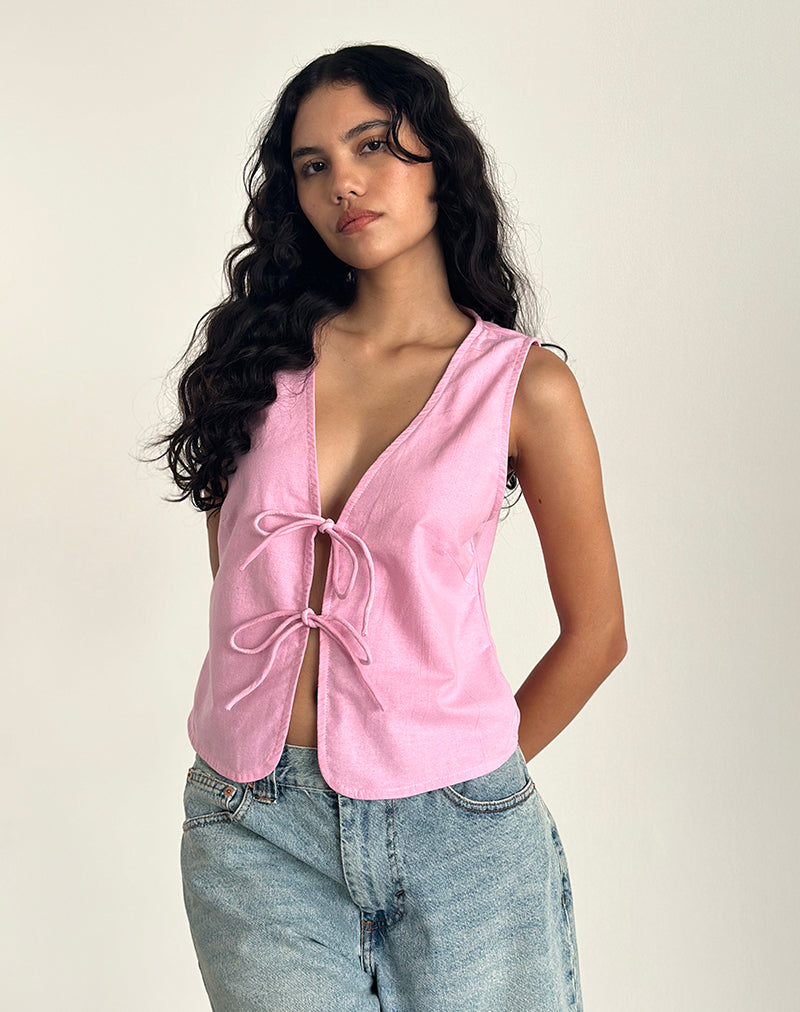 Imagen de Kayve Tie Front Top in Flamingo Pink