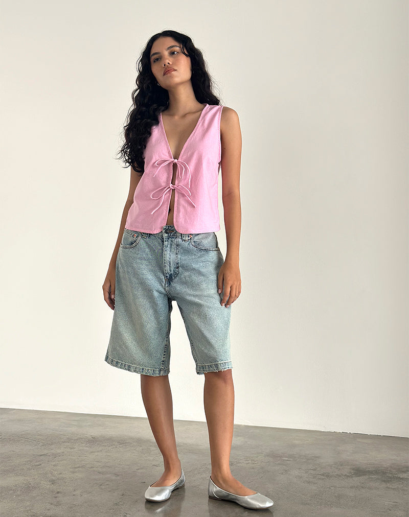 Imagen de Kayve Tie Front Top in Flamingo Pink