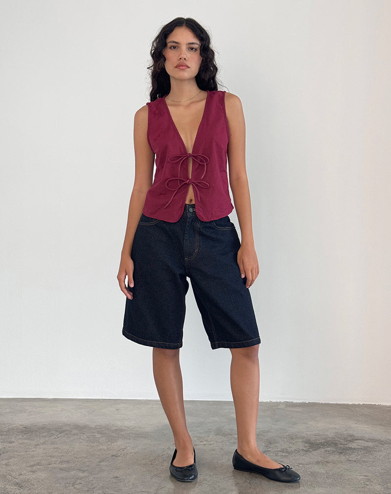 Imagen de Kayve Tie Front Top in Burgundy