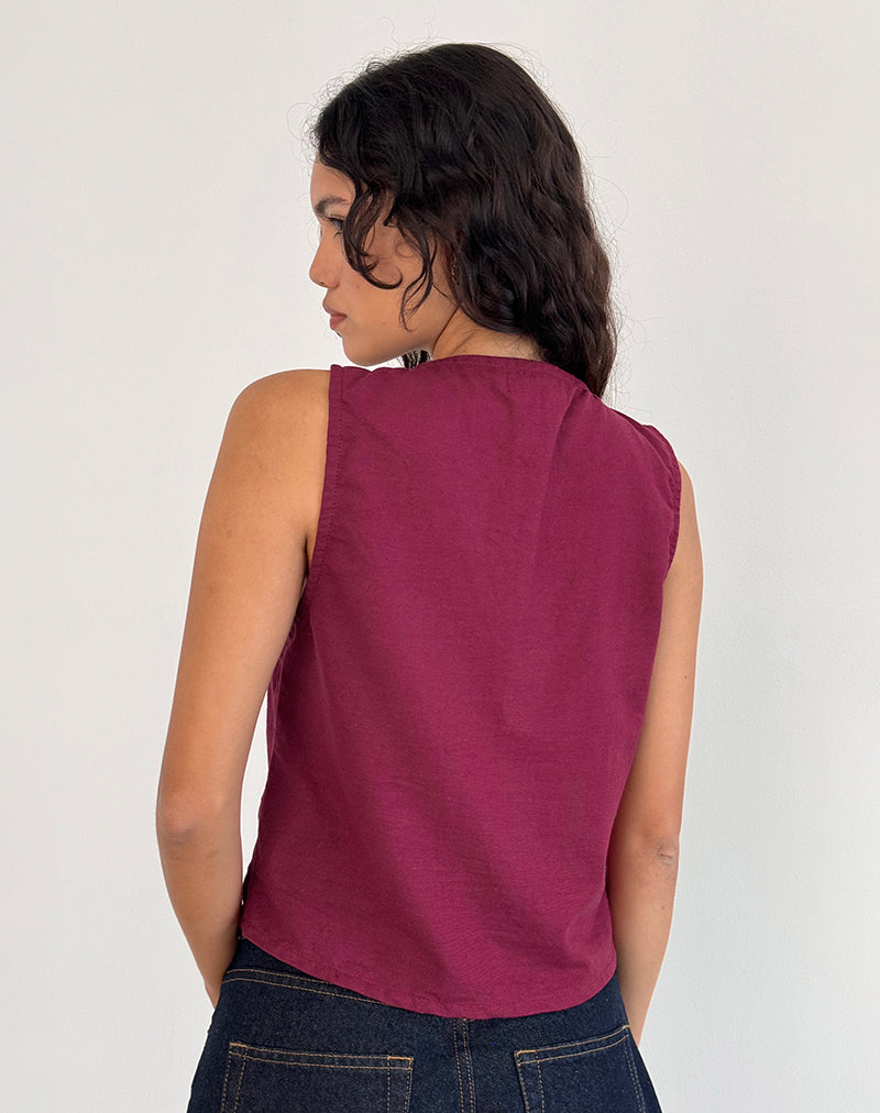 Imagen de Kayve Tie Front Top in Burgundy