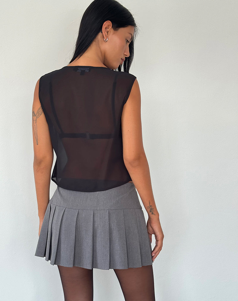 Imagen de Kayve Tie Front Top in Chiffon Negro