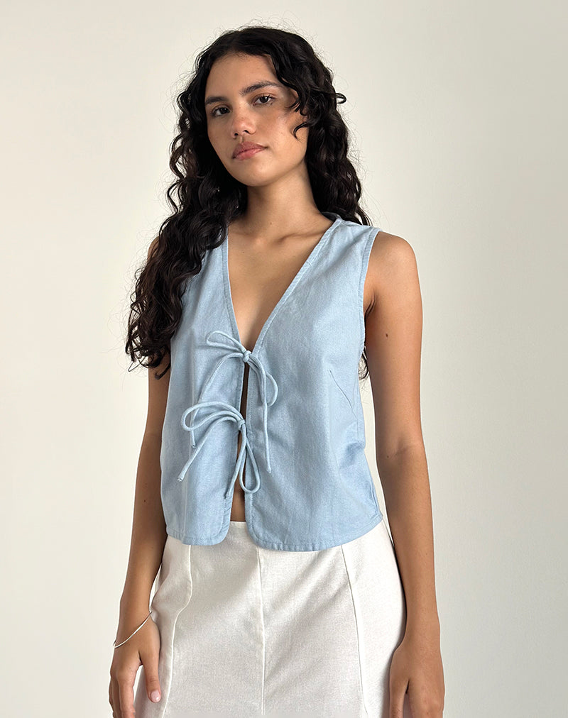 Imagen de Kayve Tie Front Top in Nantucket Blue