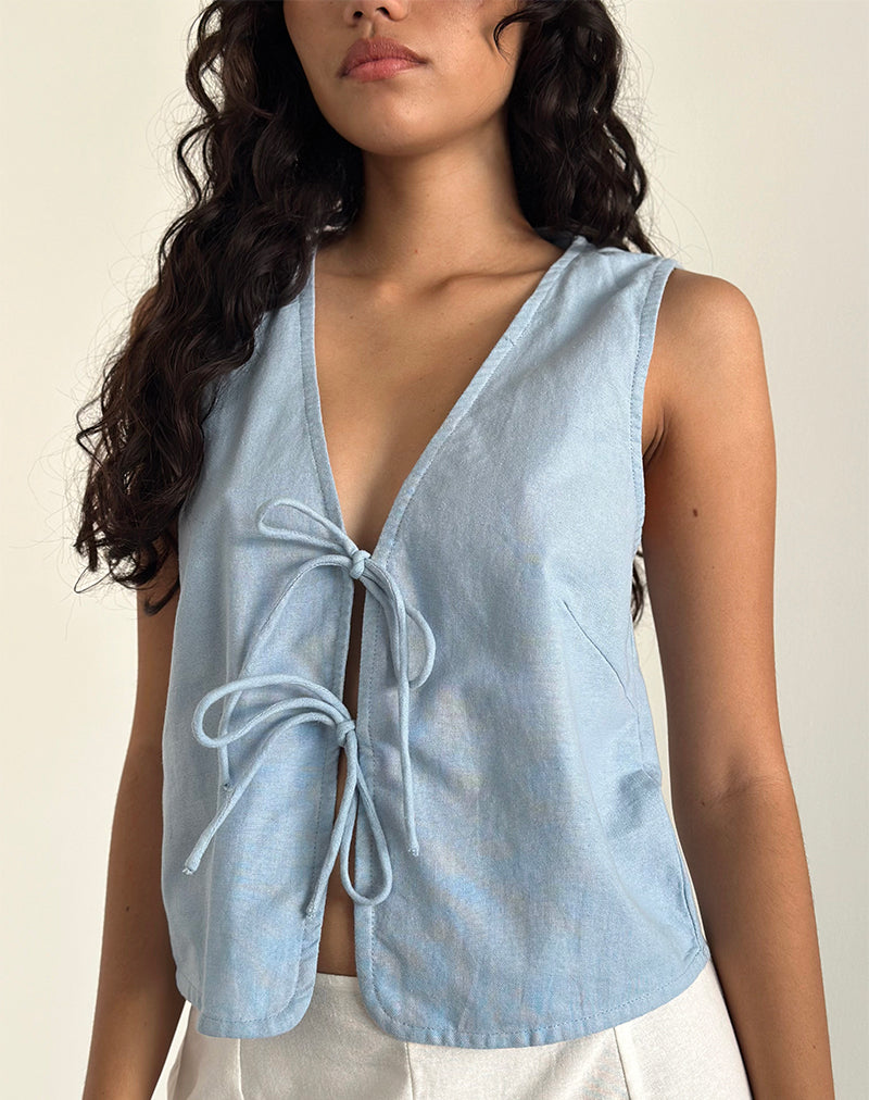 Imagen de Kayve Tie Front Top in Nantucket Blue