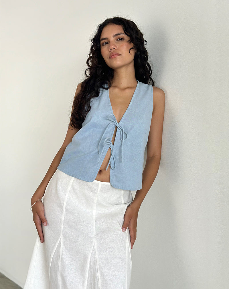 Imagen de Kayve Tie Front Top in Nantucket Blue