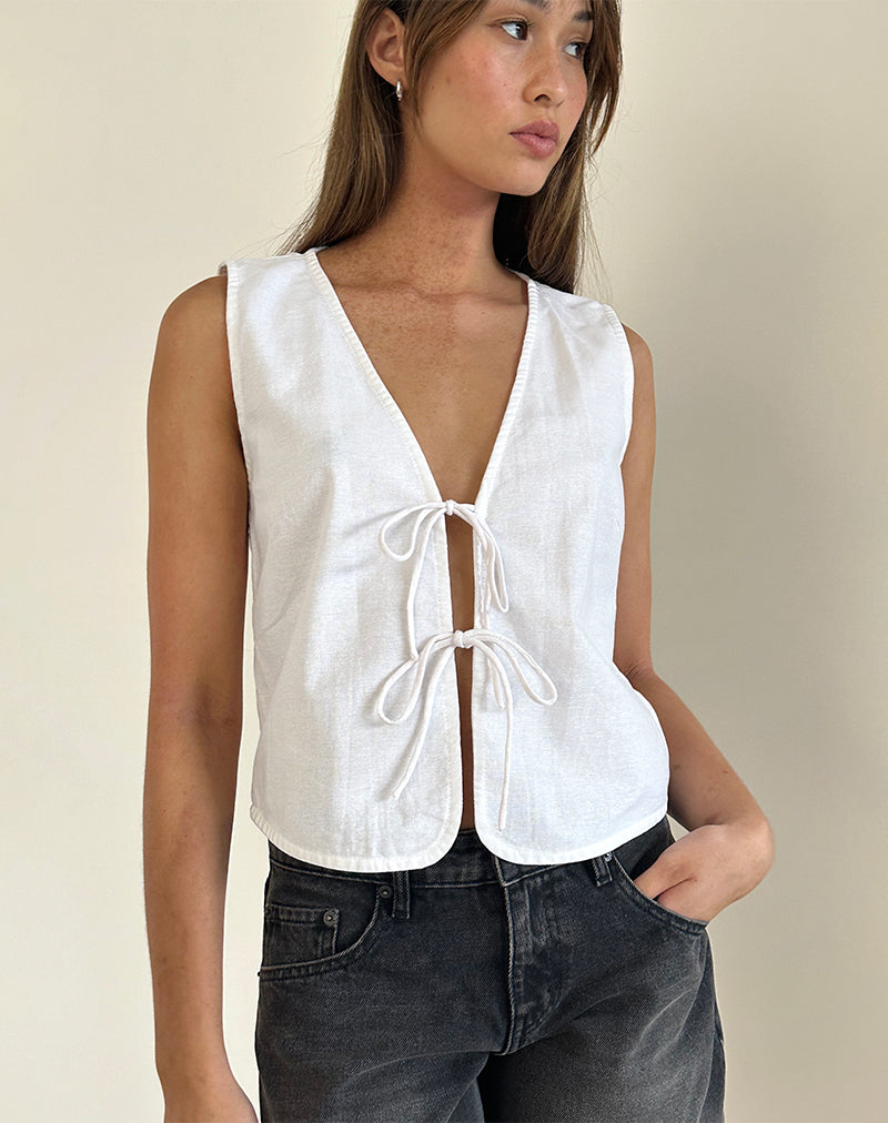 Imagen de Kayve Tie Front Top in Off White