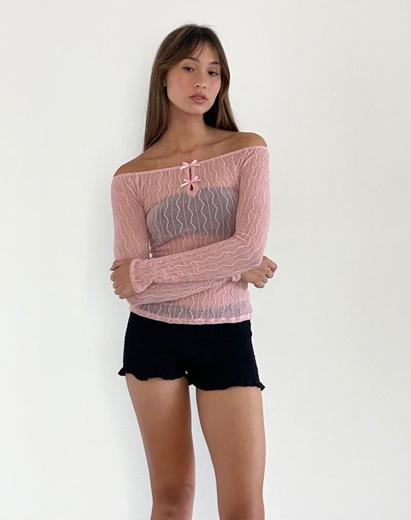 Imagen de Kazi Bardot Top en rosa arrugado