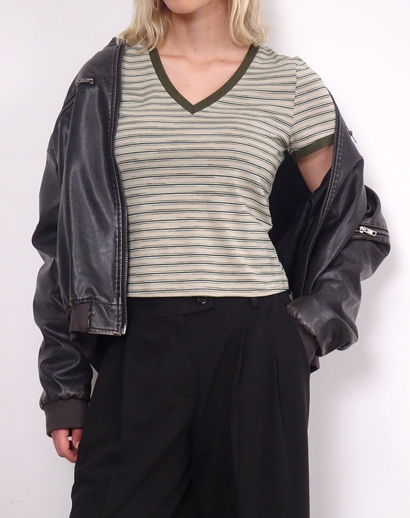 Imagen de Keiko Top en Jersey a Rayas Tonal Marrón