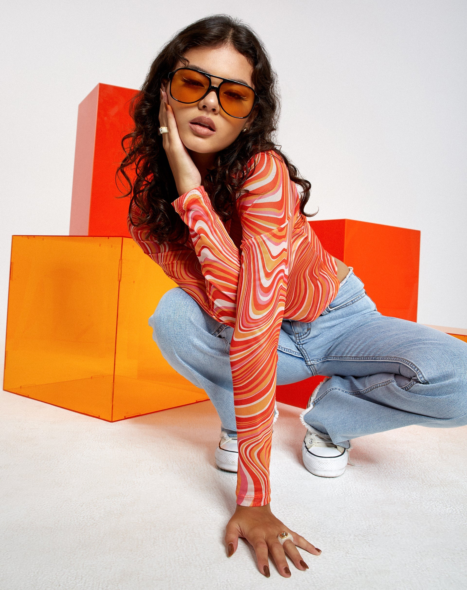 Imagen de Motel X Barbara Kristoffersen Camisa Kelly en 70s Ripple Mandarina